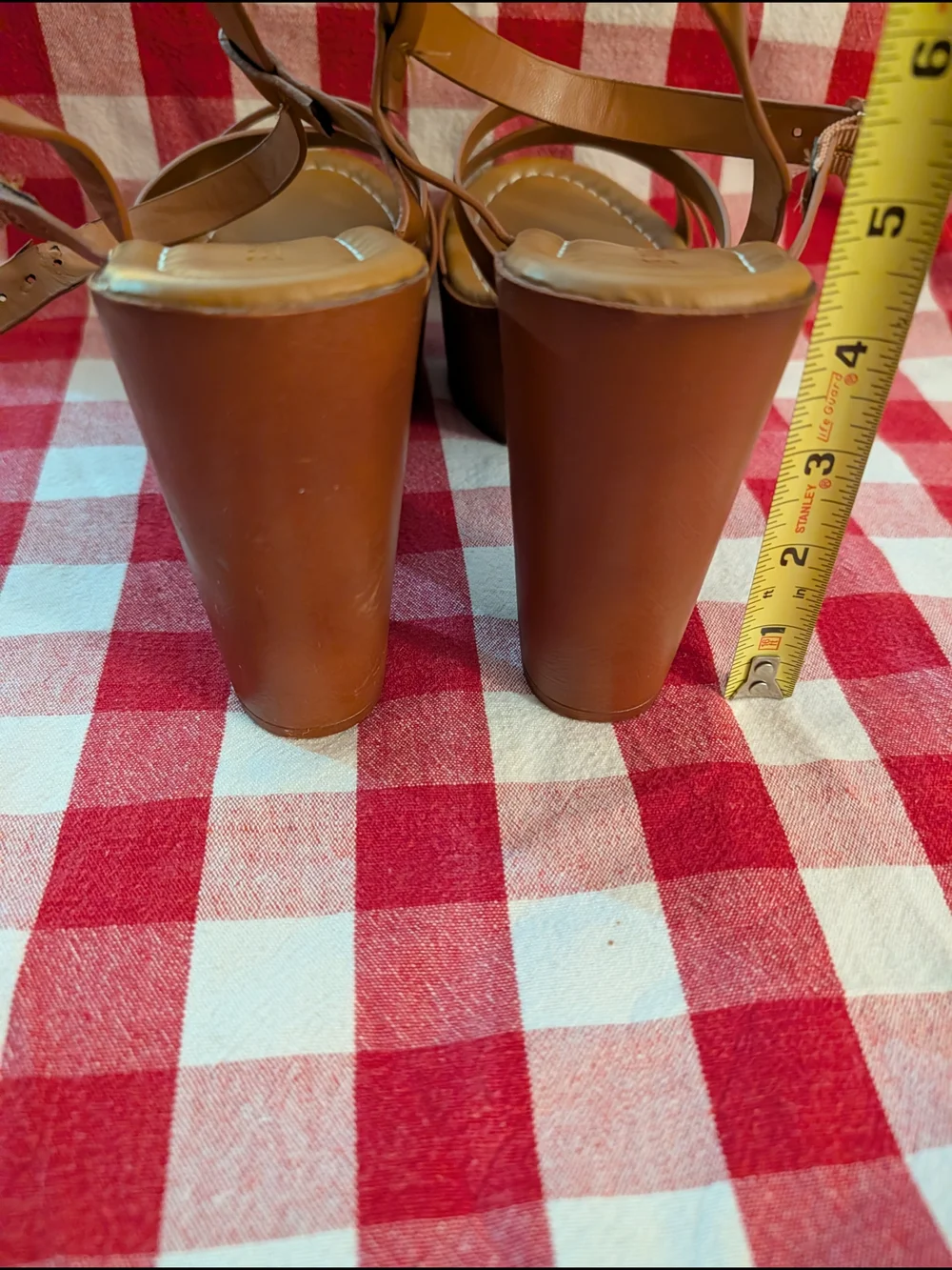 BAMBOO Woodland Tan Chunky Heel Platform Sandals Size 8.5